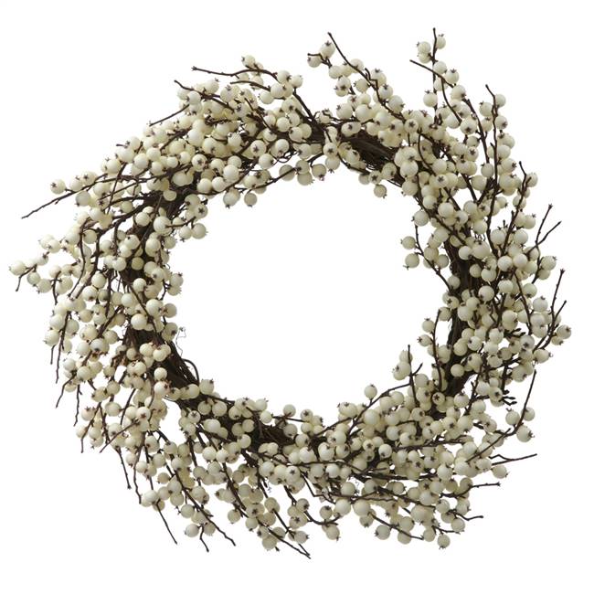 28" White Indoor/Outdoor Berry Wreath