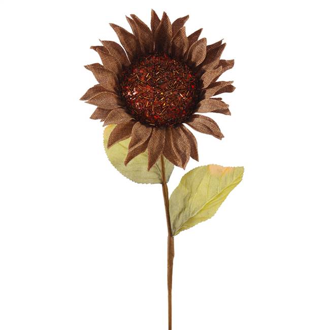 22" Beige Burlap Sunflower 7" Flower