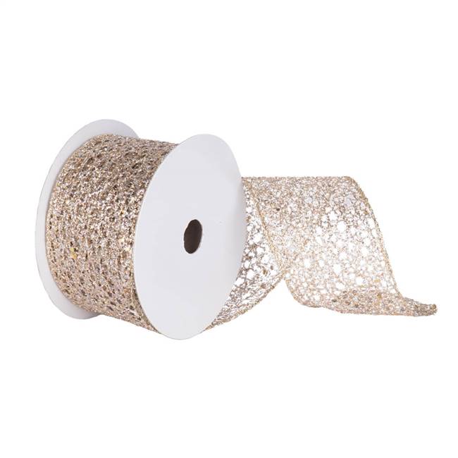 4" x 10yd Champagne Glitter Mesh Ribbon