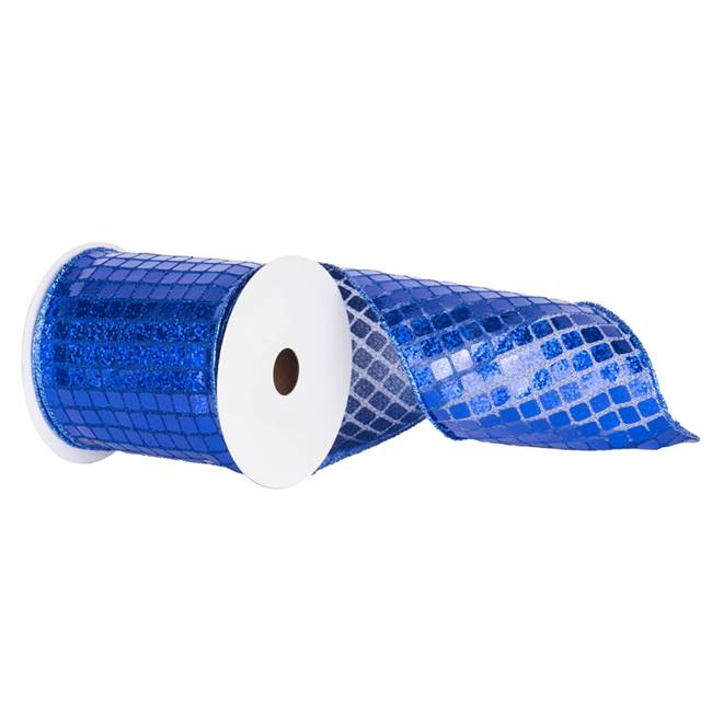 6" X 10yd Cobalt Mesh Metallic Check