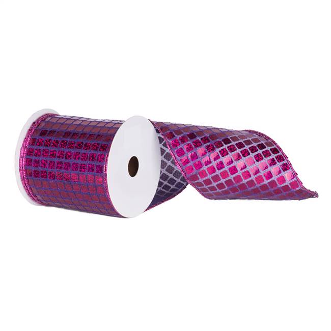 4" X 10yd Fushia Mesh Metallic Check