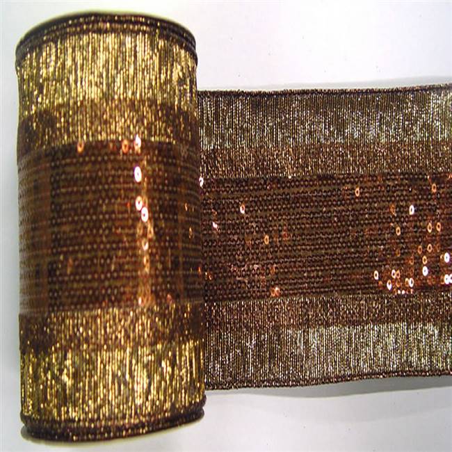 4" X 10yd Mocha Sequin Weave