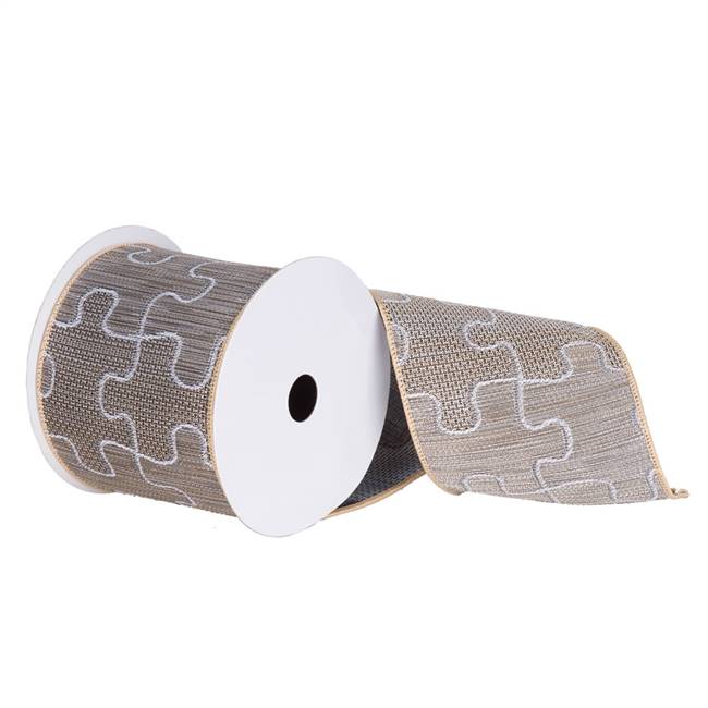 4" x 10yd Gray-Tan Puzzle Pc Design