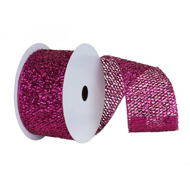 4" x 10yd  Cerise Woven Metallic