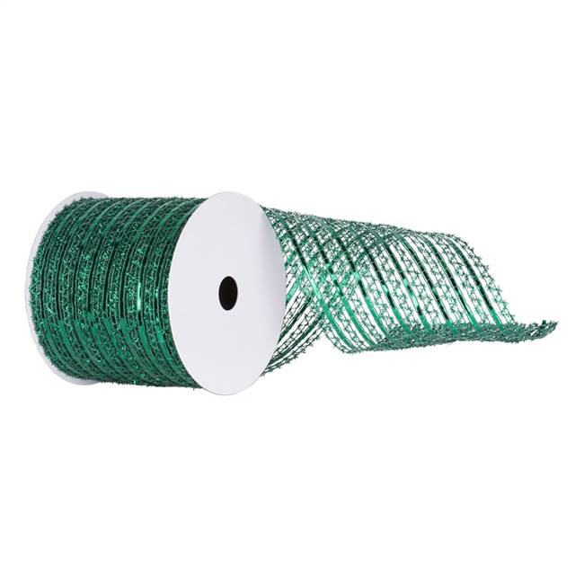 4" Emerald Metallic Striped Wired Mesh