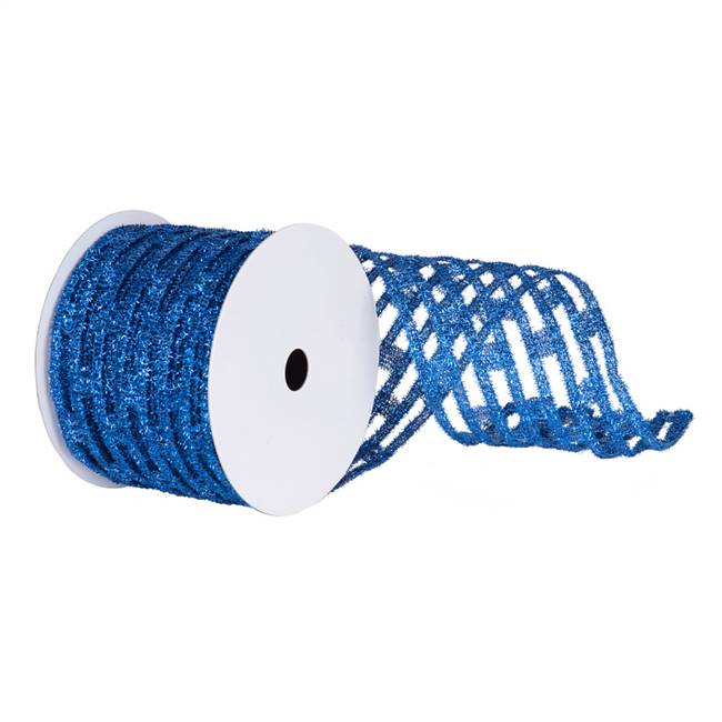 6" Blue Metallic Rectangle Wired Mesh