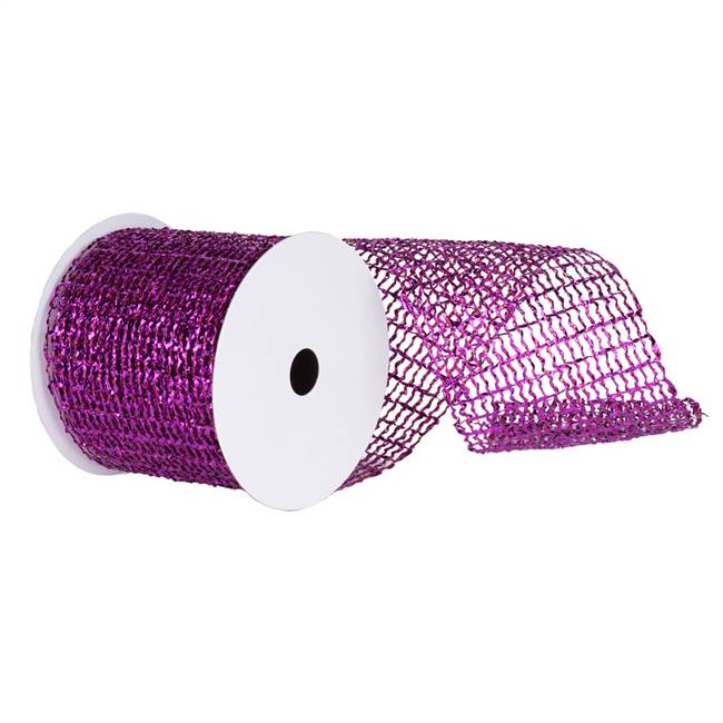 4" x 10yd Purple Metallic Wired Mesh