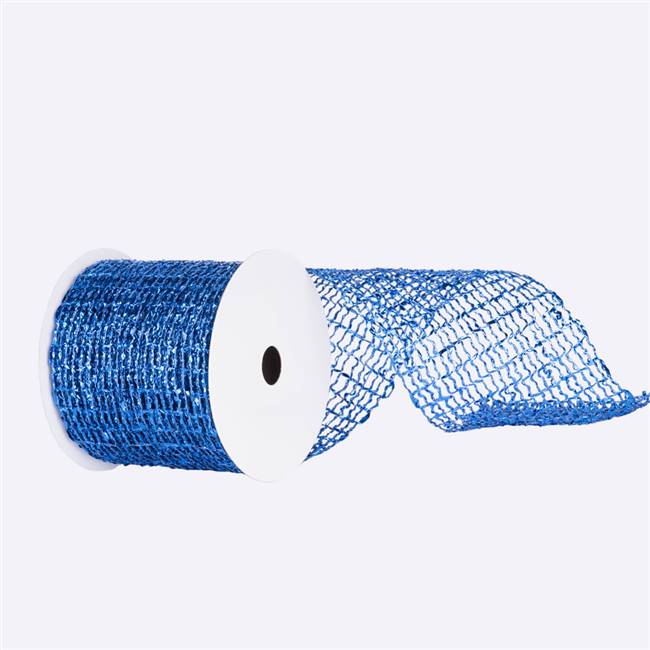 6" x 10yd Blue Metallic Wired Mesh