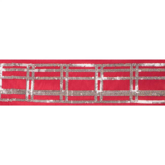 4" x 5Yd Gold Sequin Plaid Red