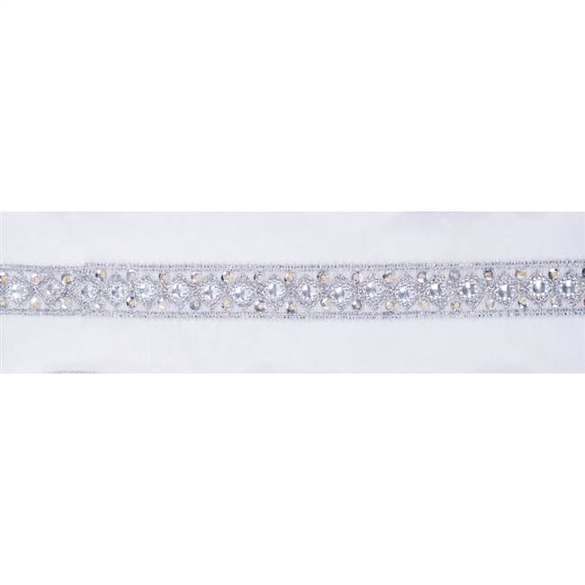 4" x 5Yd Silver Sequin Trim White