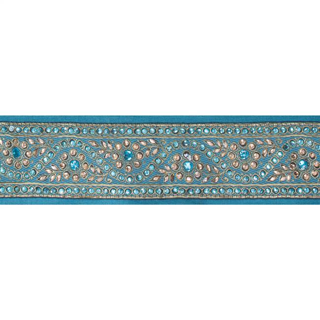 4" x 5Yd Turquoise Gold Stone Trim