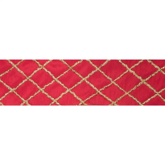 4" x 5Yd Gold Chenille Diamond Red