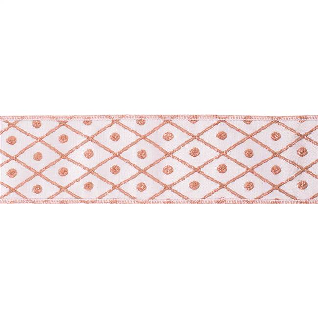 2.5" x 10Yd Rose Gold Diamond Jacquard