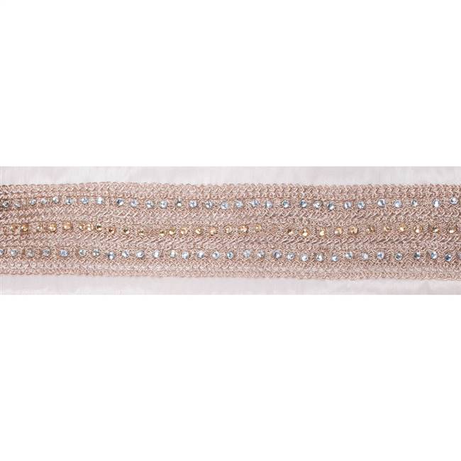 4" x 5Yd Rose Gold Crystal Ivory Dupion