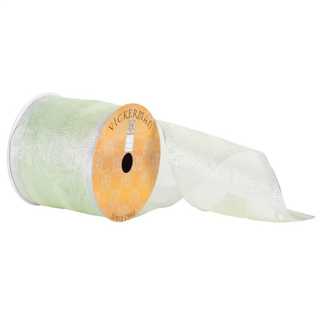 4" x 10yd Grass Green Sheer Shiny Wired