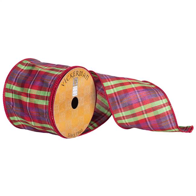 4" x 10yd Purple Green Red Plaid