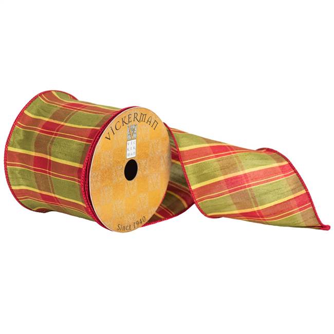 4" x 10yd Red Green Yellow Plaid