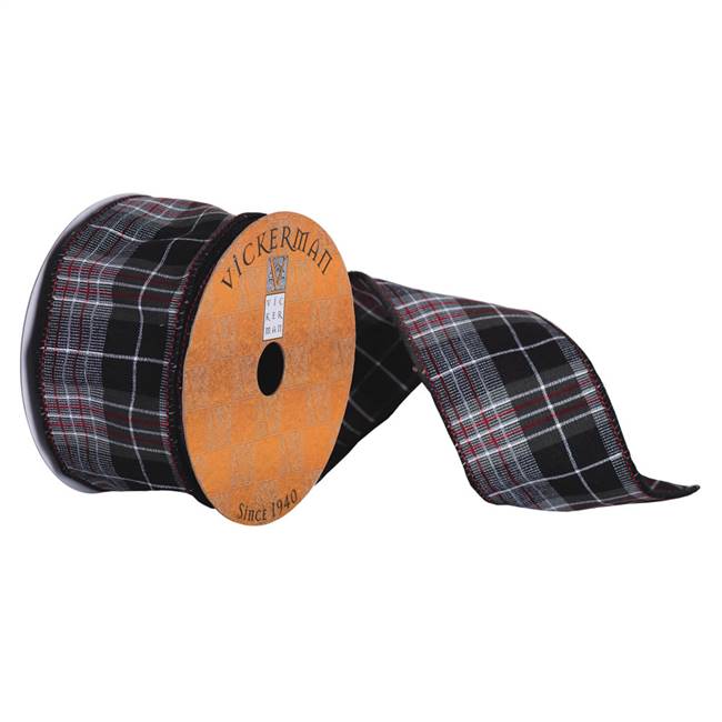 4" x 10yd Black, Red, White Plaid