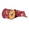 4"x10Yd Burgundy Dupion Gold Glittr Deer