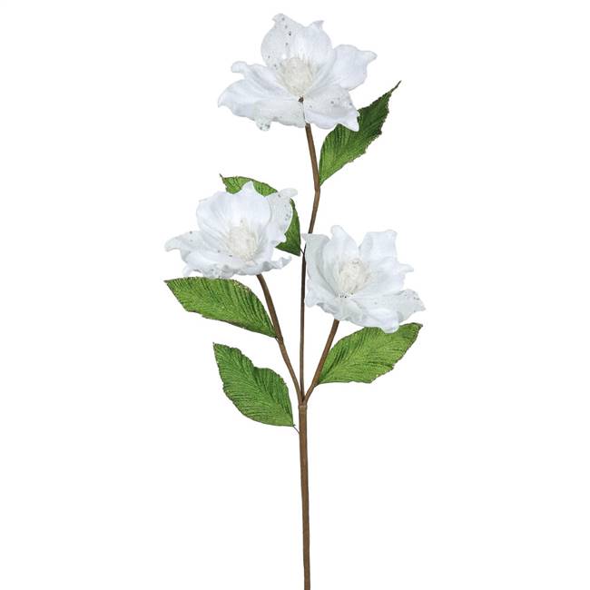 33" White Magnolia x3, 4" Flower, 6/Box