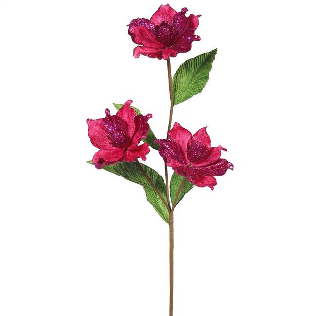 33" Cerise Magnolia x3, 4" Flower, 6/Box