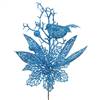 13" Turquoise PoinsettiaBird Pick 12/Bag