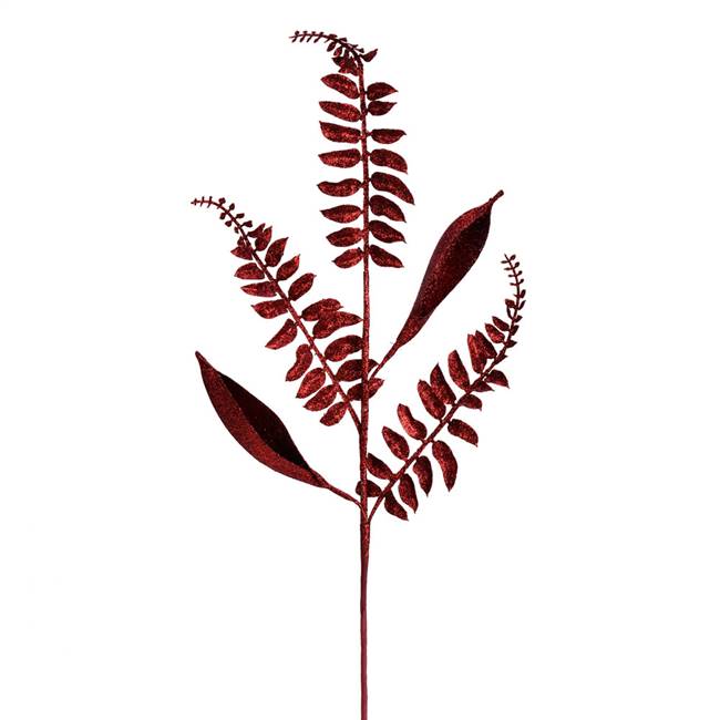 33" Burgundy Fern Leaf Spray 6/Bag