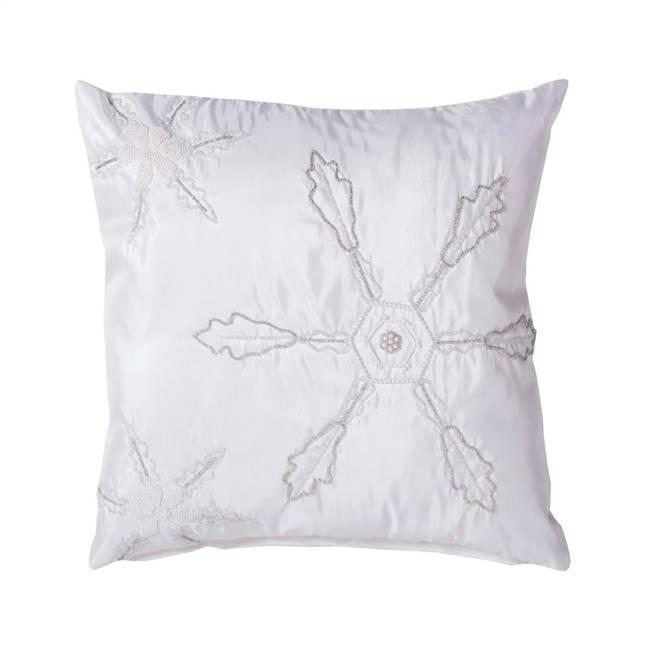 18" x 18" Beaded Snowflakes Pillow