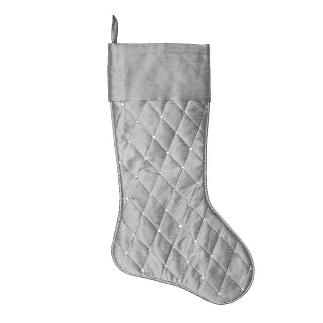 21" Gray Quilt Stitch Jewel Stocking