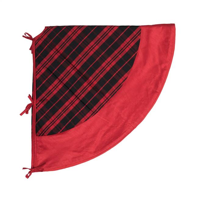 52" Red/Black Plaid Treeskirt Red Trim