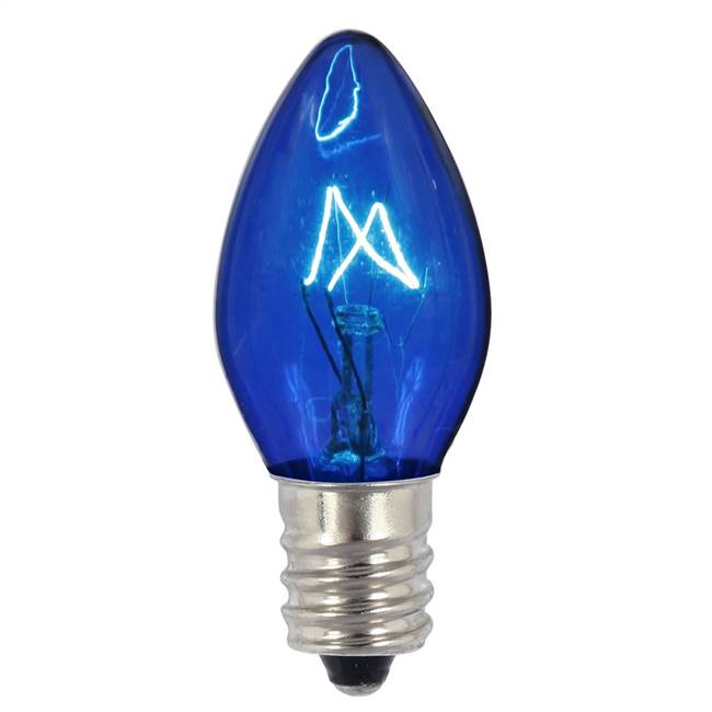 C7 Trans Blue Twinkle 120V 5W Bulbs