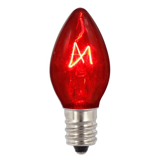 C7 Trans Red Twinkle 120V 5W Bulbs