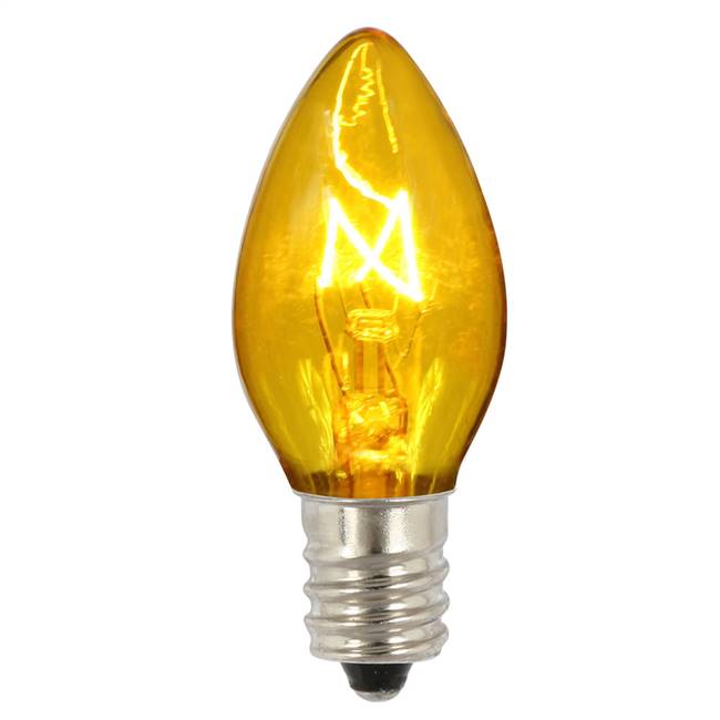 C7 Trans Yellow Twinkle 120V 5W Bulbs