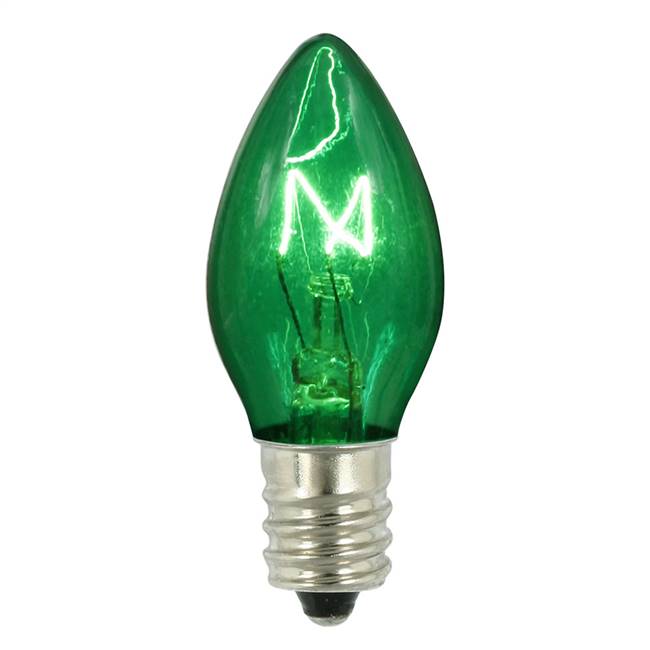 C7 Transparent Green 130V 5W Bulbs