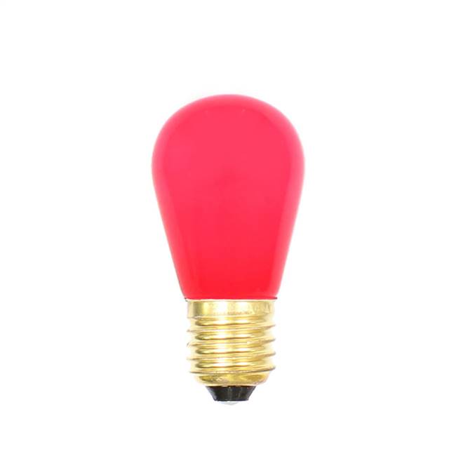 Red Ceramic Med Base 130V 11 Watt Bulbs