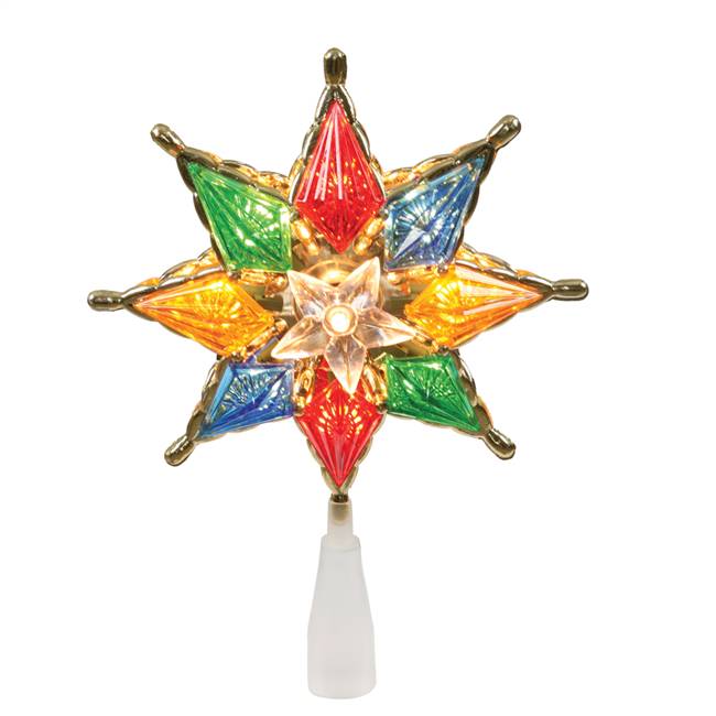 10Lt Multi 8-Pt Star Two Sided Tree Top
