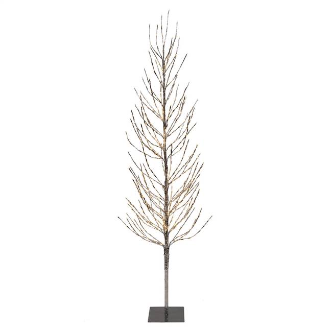 5' Silver Tree LED336 WmWht Flat Base
