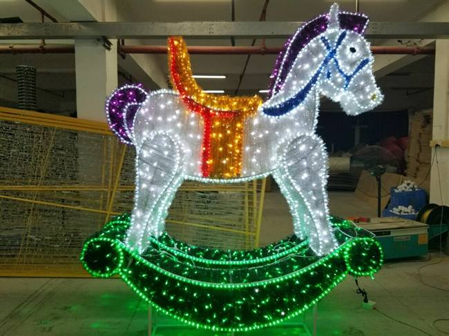 8' x 6' LED 3D Tinsel Rocking Horse