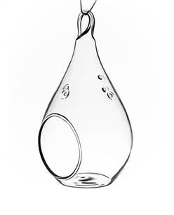 Clear Pear Hanging Votive Candle Holder / Vase. Width: 3". Height: 5.5"