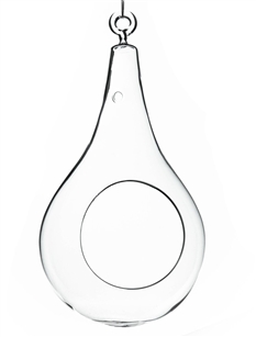 Clear Pear Hanging Terrarium / Votive Candle Holder . Width: 4.75", Height: 9.5"