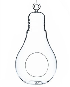 Clear Bulb Hanging Glass Terrarium/Candle Holder. Width: 4.25". Height: 8.25"