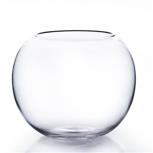 Clear Bubble Bowl Vase. Diameter: 8". Height: 6"