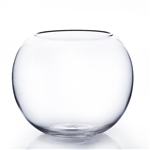 Clear Bubble Bowl Vase. (Utility) Diameter: 8". Height: 6.50"