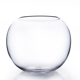 Clear Bubble Bowl Vase. (Utility) Diameter: 8". Height: 6.50"