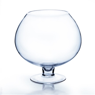 Clear Stem Bowl Vase. Open: 5". Height: 9"