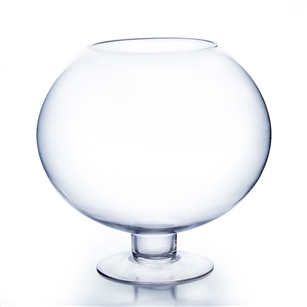 Clear Stem Bow Vase. Bowl Size: 15"D, 12"H - Stem Size: 8.5" W, 3.5" H -  Open: 8". Height: 16"