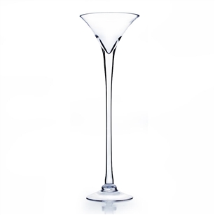 Martini Glass Vase. Open: 8". Height: 23". Base: 6".