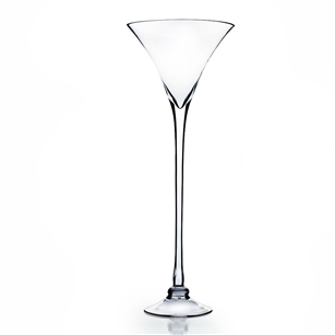 Martini Glass Vase. Open: 8". Height: 23". Base: 6".