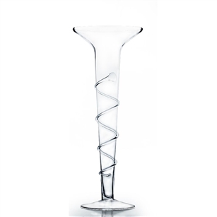 Clear Flared SD Trumpet Vase. Open: 10". Height: 25". Tunnel Open 4" Base: 8". 