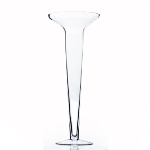 Clear Flared SD Trumpet Vase. Open: 10". Height: 25.5".